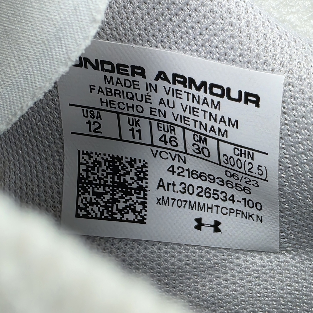 Under Armour Project Rock 6 Men's Shoes Size 12 White Gum Bottom Gym Training - Picture 12 of 12